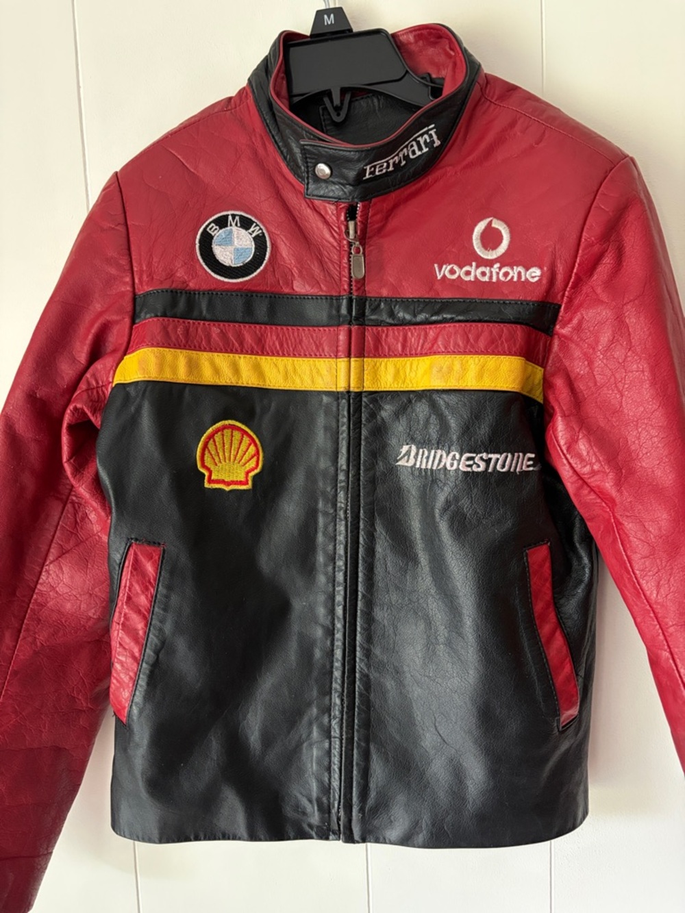 Ferrari Kids Red, Black & Yellow Racing Patch Jacket Unisex Size 8